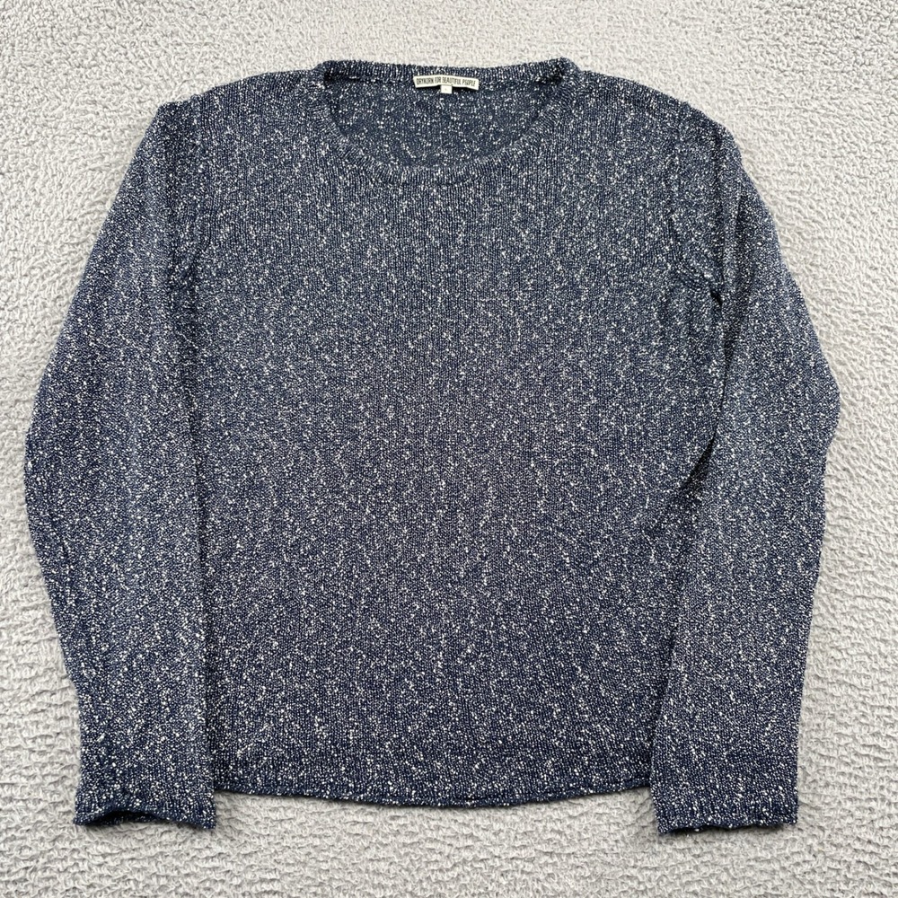 Drykorn Sweater Women L Blue White HEATH 406136 For Beautiful People Cotton Knit